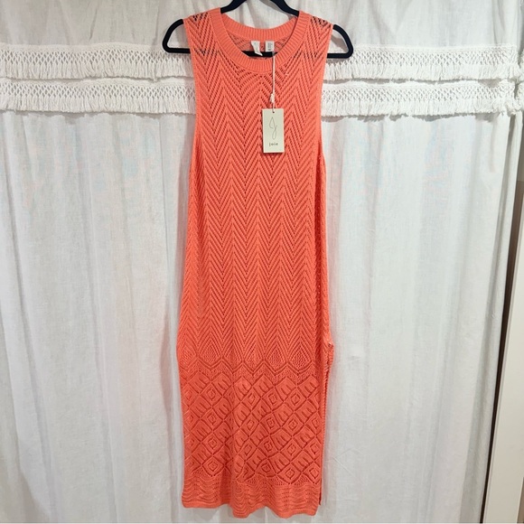 Joie NWT Peach Crochet Knit Coverup Maxi Dress - Picture 1 of 7